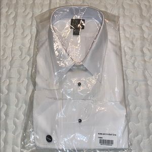 White Button Down Tuxedo Shirt w/ Cuff Sleeves